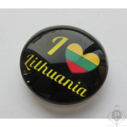 Stiklinis suvenyrinis magnetas "I love Lithuania"