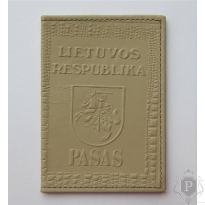 Rankų darbo lietuviškas paso dėklas "LT-cream"