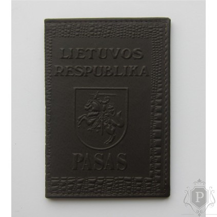 Rankų darbo lietuviškas paso dėklas "LT-brown"