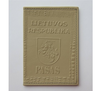 Rankų darbo lietuviškas paso dėklas "LT-cream"